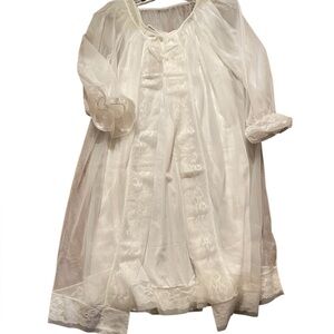 Vintage 60s Berkliff Women’s Peignoir Set White 2 Pc size M 36 Nylon Chiffon